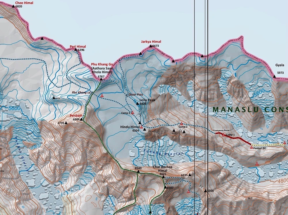 Map of the Panbari Himal Expedition 6905m trip route